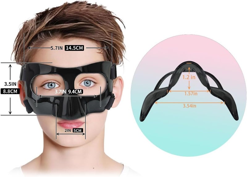 CREGOOLIF Nose Guard for Broken Nose, Protective Face Masks for Basketball and Soccer Sports,Adjustable Face Mask with Foam Padding foradolescents - Image 2